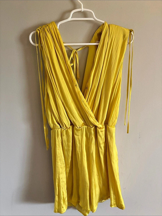 molly green Dresses & Skirts - Molly Green Yellow Draped Mini Dress Large Like New